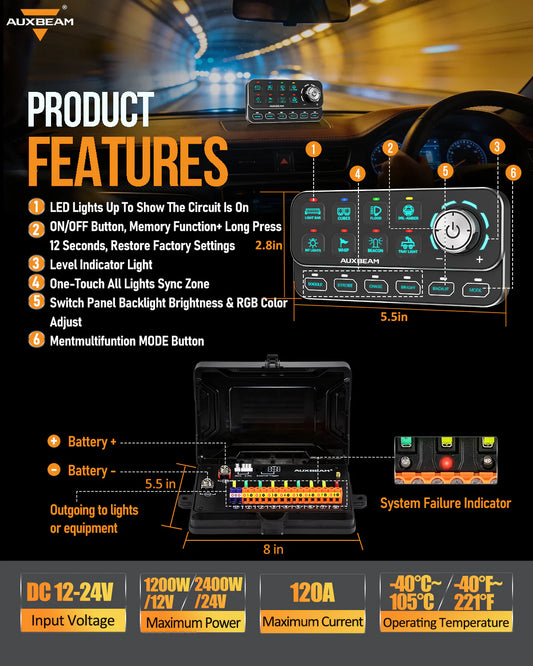 KS-80 Knob RGB With remote Switch Panel MAX 120A ,Light Dimming, Dynamic Chase, Four