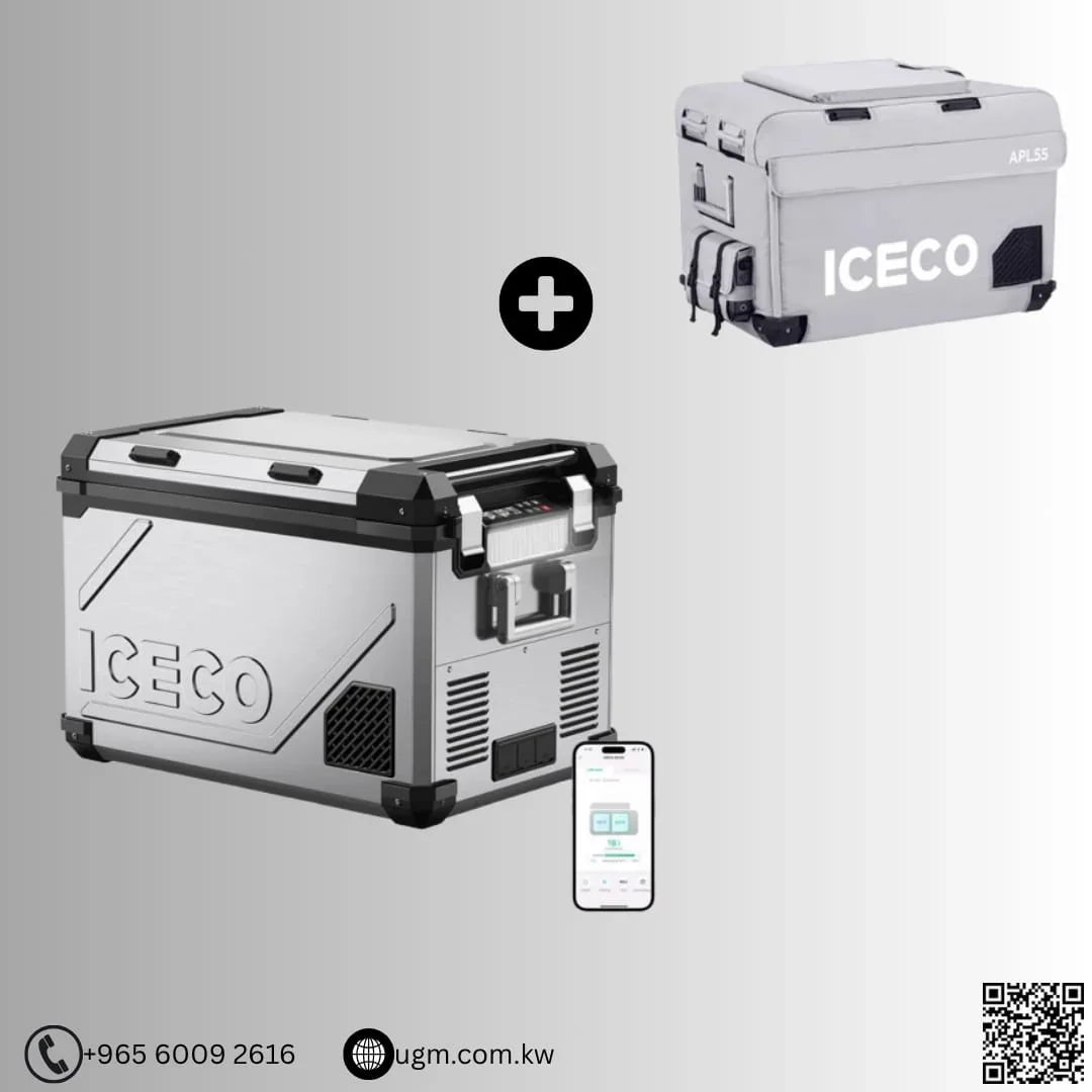 58QT APL55 Dual Zone 12 Volt Fridge refrigerator | ICECO - Silver + Cover