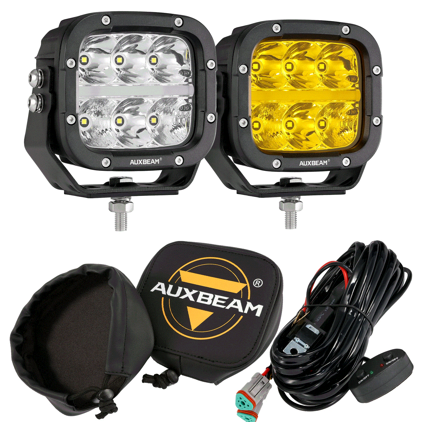 5 INCH 132W WHITE/AMBER LED PODS WITH AMBER DRL