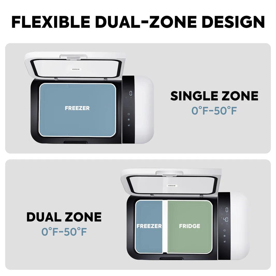 21QT GO20 Dual Zone 12V Portable Freezer (White) | OPEN BOX-كرتون مفتوح