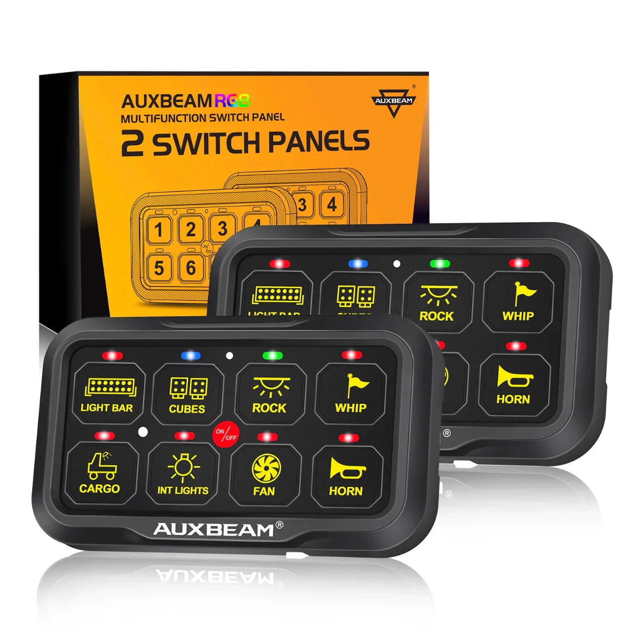 RA80 X2 RGB SWITCH PANEL, TOGGLE/ MOMENTARY/ PULSED MODE SUPPORTED(WITHOUT APP)