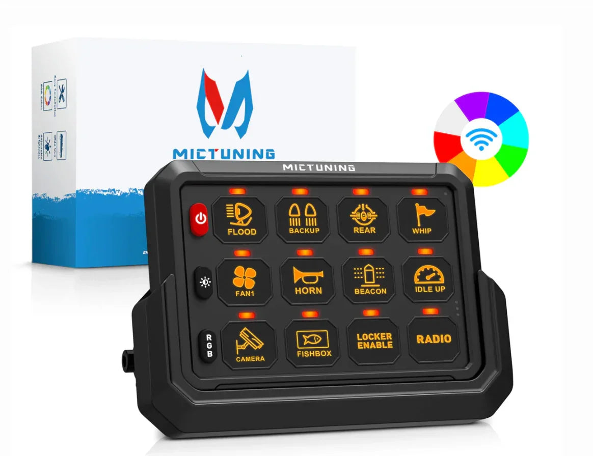 Wireless Cordless 12 Gang RGB Switch Panel P1s-AC, 5-Level Brightness, Multifunction Removable Panel