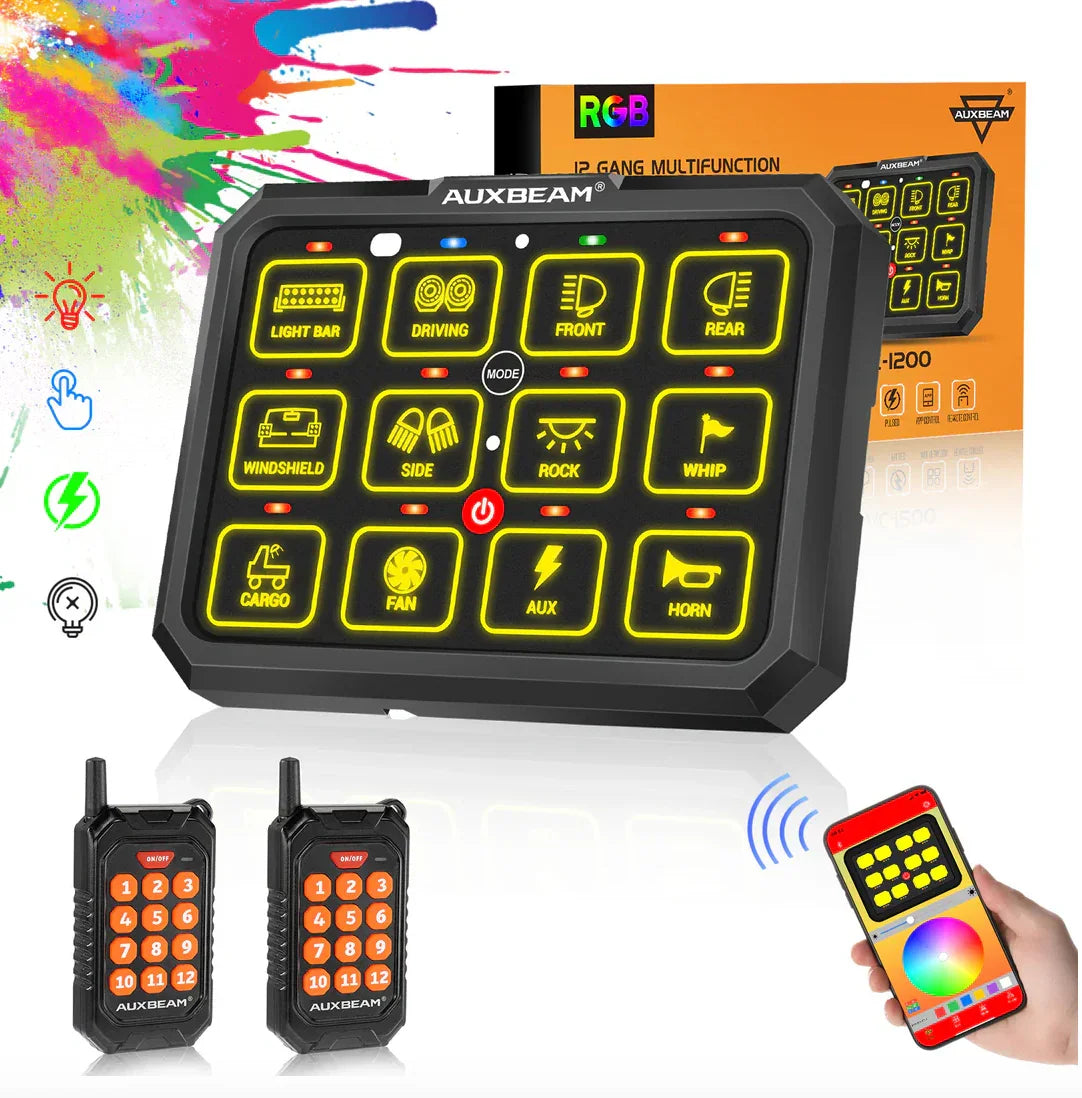 AC-1200 RGB SWITCH PANEL WITH APP&REMOTE CONTROL, TOGGLE/ MOMENTARY/ PULSED MODE SUPPORTED(ONE-SIDED OUTLET)