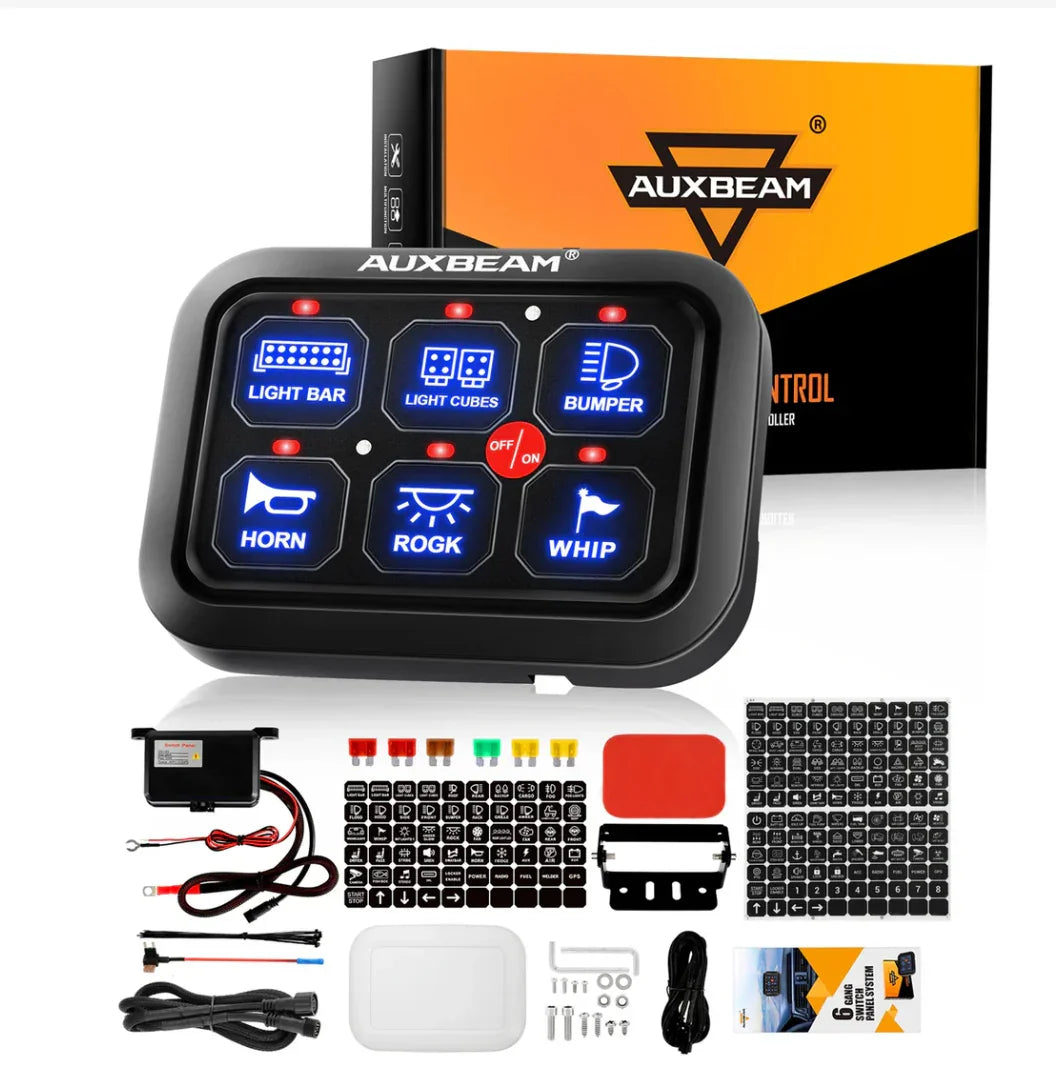 BC60 6 GANG LED SWITCH PANEL, OFF ROAD LIGHT CONTROLLER (BLUE)