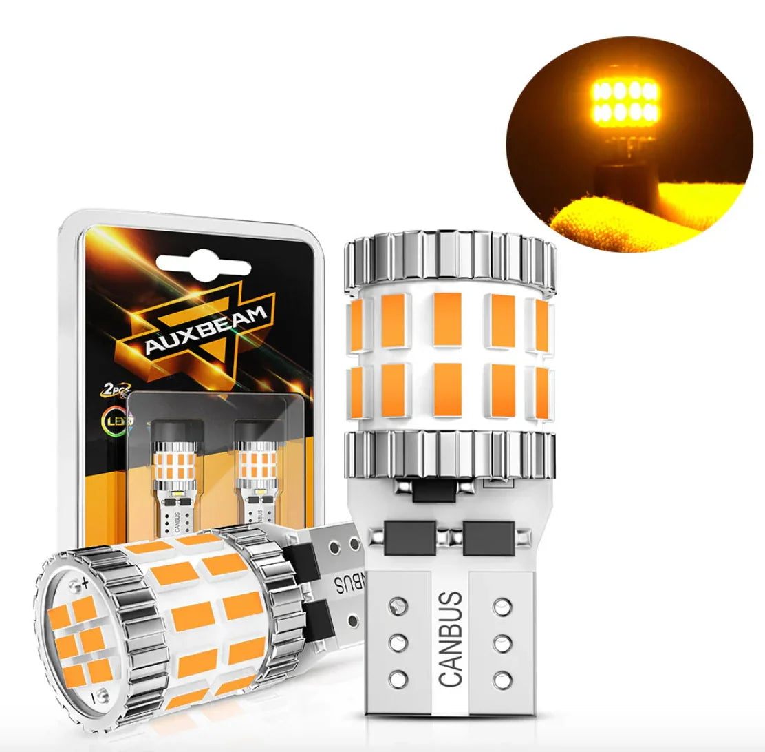 168 2825 W5W T10 LED LICENSE PLATE/SIDE MARKER/INTERIOR LIGHT BULBS 3W 400% BRIGHTER CANBUS ERROR FREE AMBER B1 SERIES | 2 BULBS