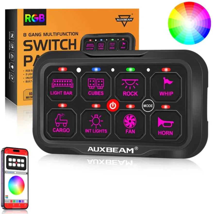 بلوتوث سويتش بانال AR Series 8/6 Gang LED Switch Panel,Off Road Light Controller