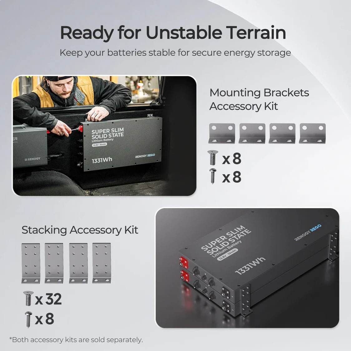 REGO - 12.8V 104Ah Super Slim Solid State Lithium Iron Phosphate Battery بطارية