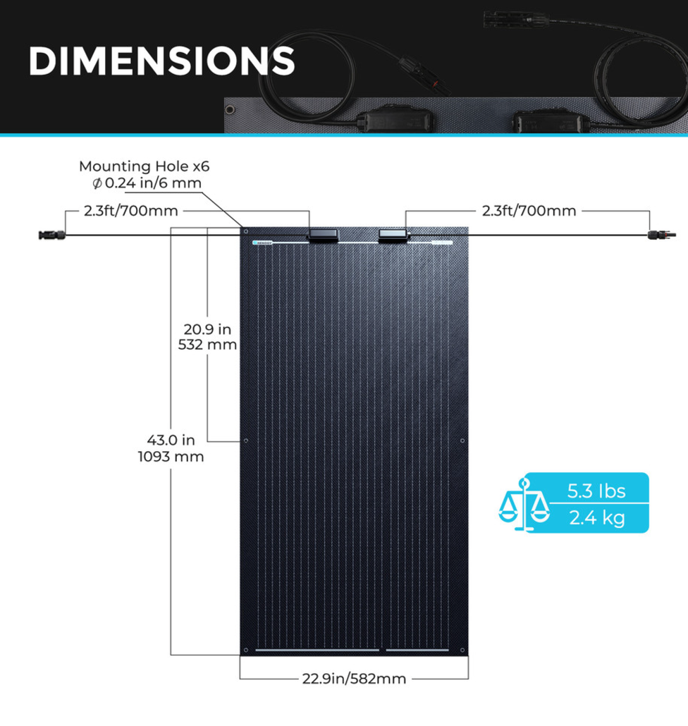 100W flexible Monocrystalline black  Solar Panel لوح طاقة شمسية مرن