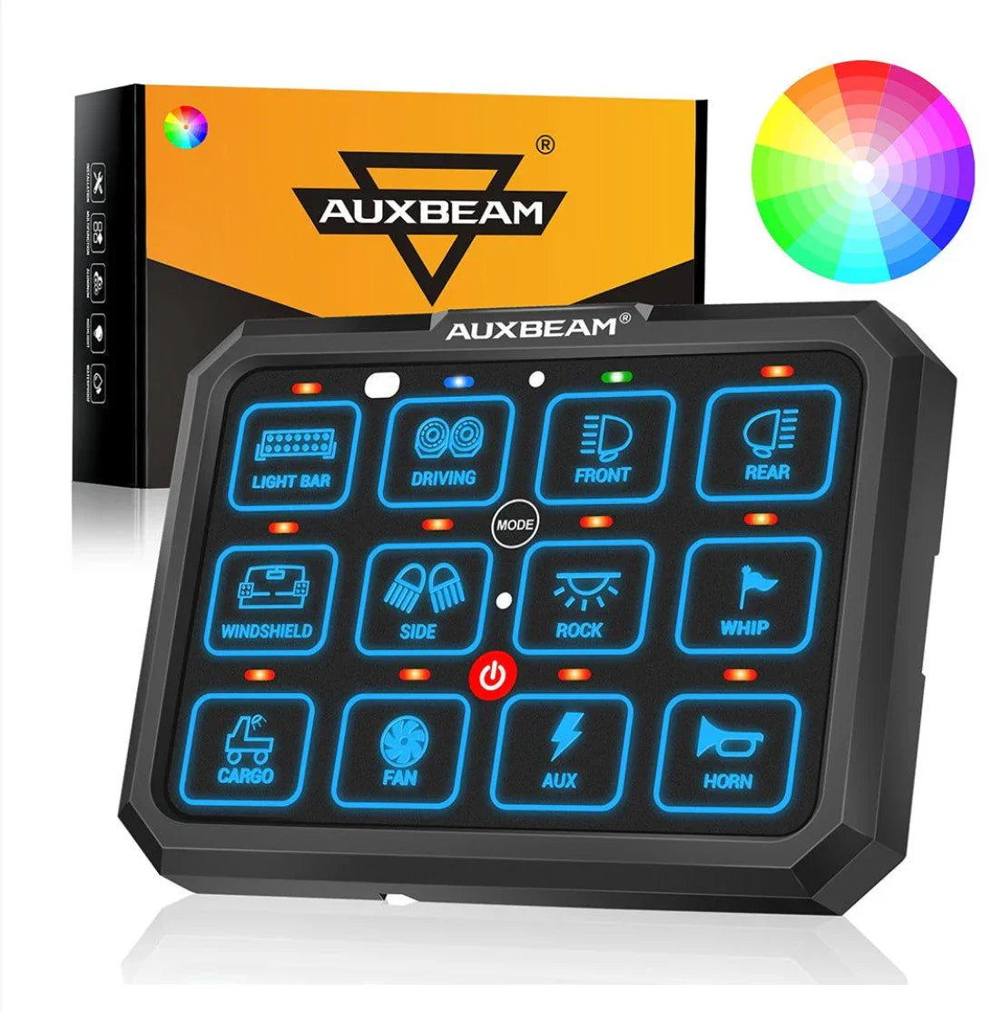 لوح سويجات 12 دقمة-RGB Series12 Gang LED Switch Panel,Off Road Light Controller #QP011082