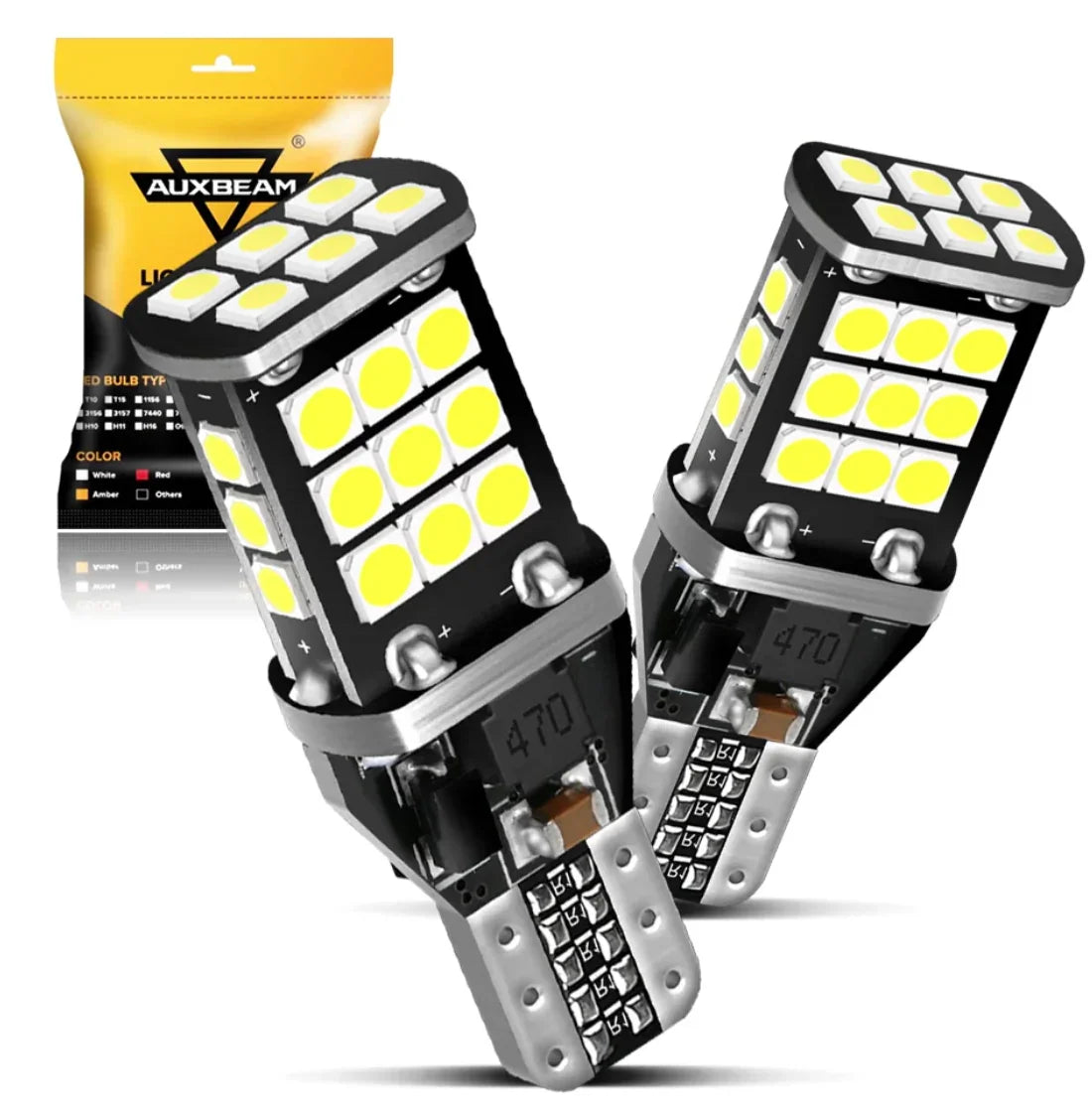 912 921 T15 W16W LED BACK-UP/BRAKE/TAIL LIGHT BULBS 10W 300% HIGH BRIGHTNESS CAN-BUS ERROR FREE 6500K WHITE | 2 BULBS