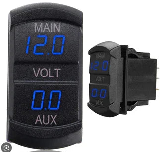 DUAL VOLTMETER RECTANGULAR suits- MAIN/AUXILIARY BATTERIES 12/24V Carling switch -قارئ بطارية ثنائي