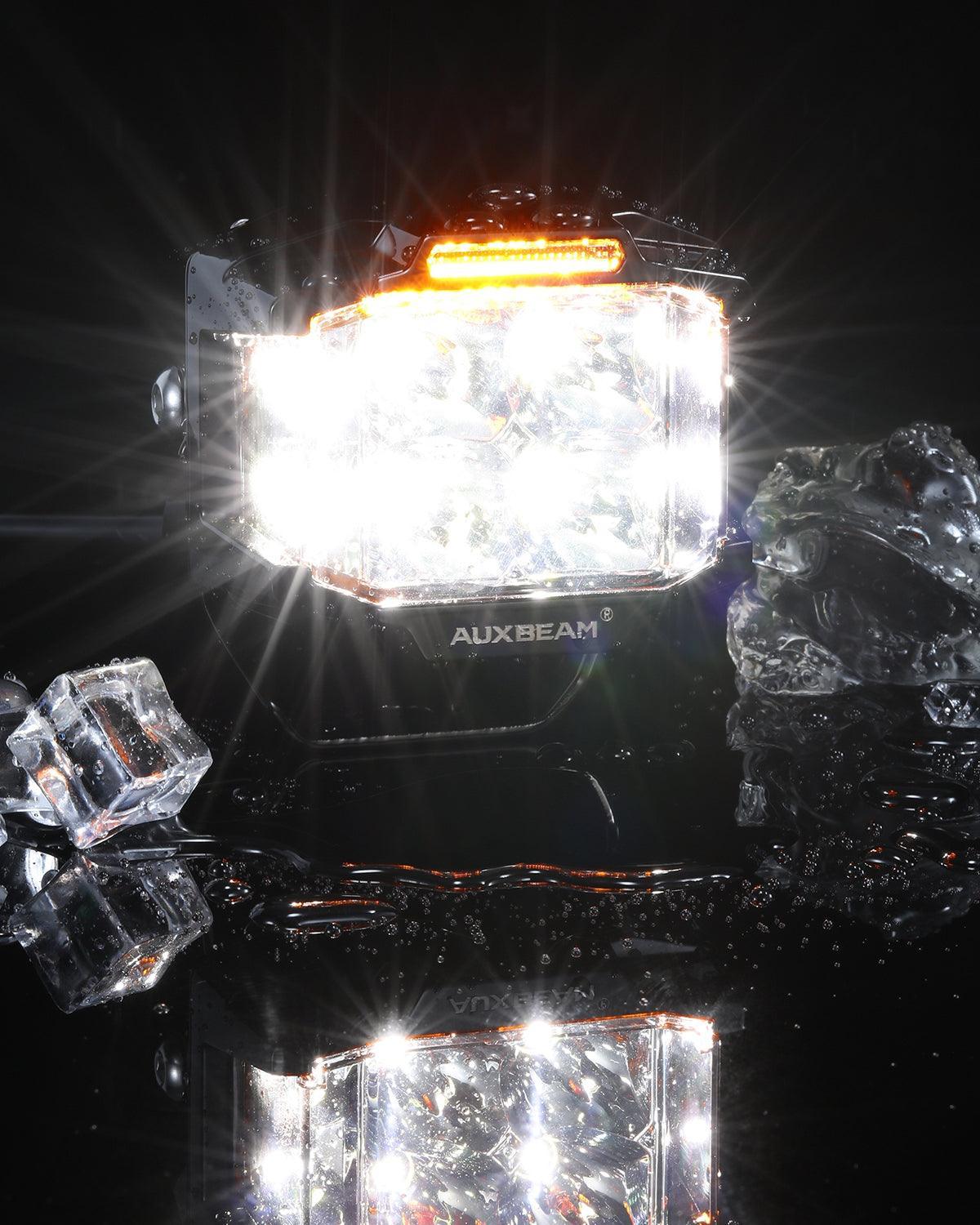 ليت 4 انش V-MAX Series | 4 Inch 92W 8960LM Spot Beam Side Shooter LED Square Pod Lights with Amber DRL