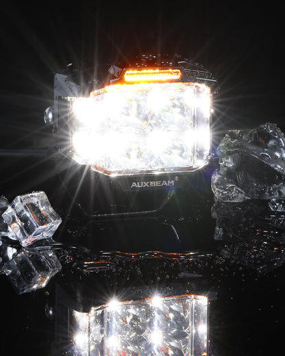 ليت 4 انش V-MAX Series | 4 Inch 92W 8960LM Spot Beam Side Shooter LED Square Pod Lights with Amber DRL