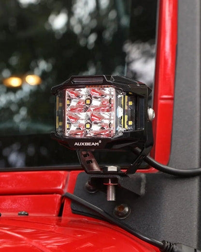 ليت 4 انش V-MAX Series | 4 Inch 92W 8960LM Spot Beam Side Shooter LED Square Pod Lights with Amber DRL