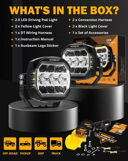 XP-ULTRA Series 5 Inch 174W LED Side PODS LIGHTS WHITE&AMBER-كشاف