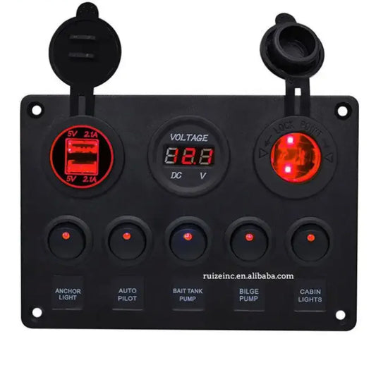 Switch panel 5 button - red light