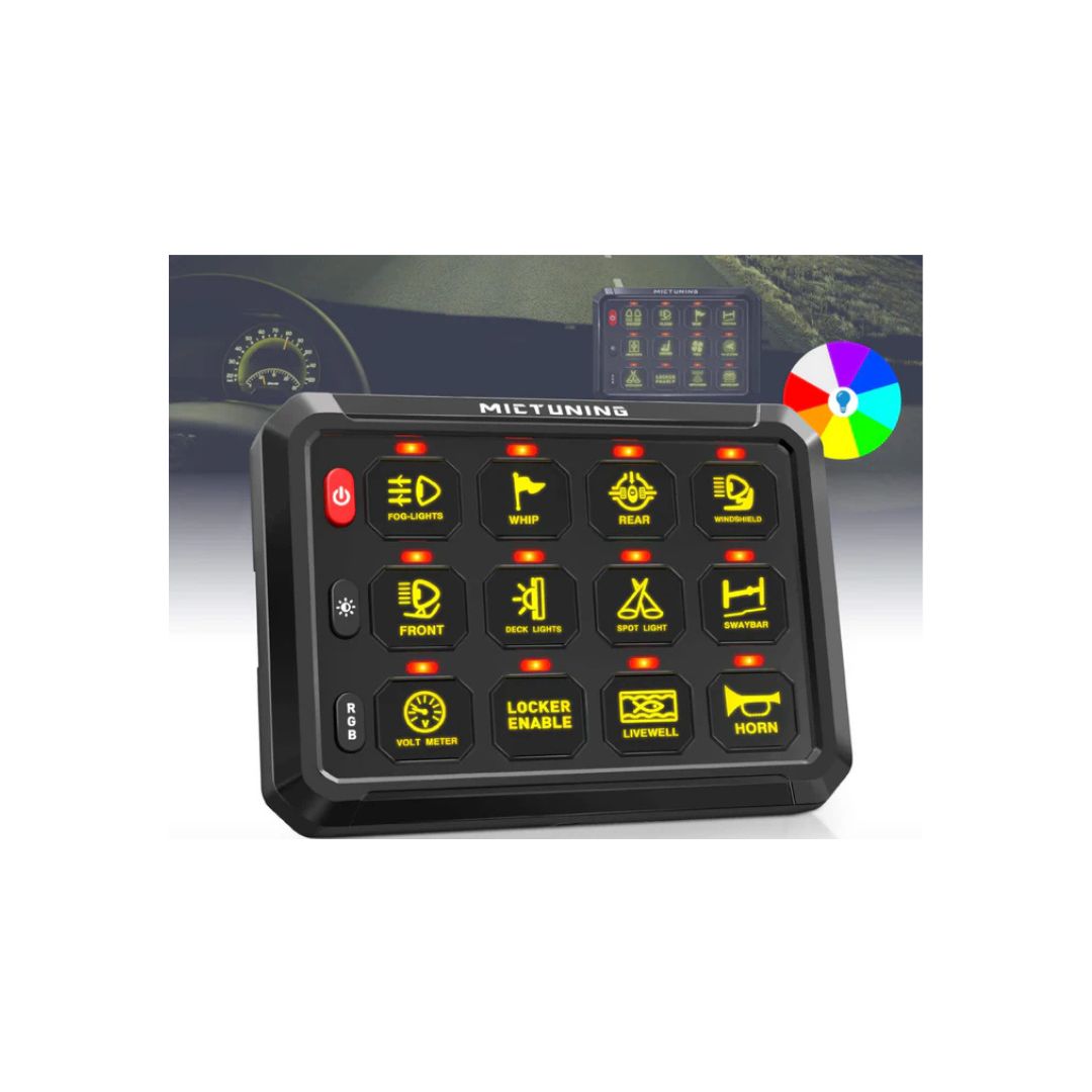 P1s RGB  12 Gang 5" Switch Panel, High Power 5-Level Brightness, Multifunction Touch Toggle Switch