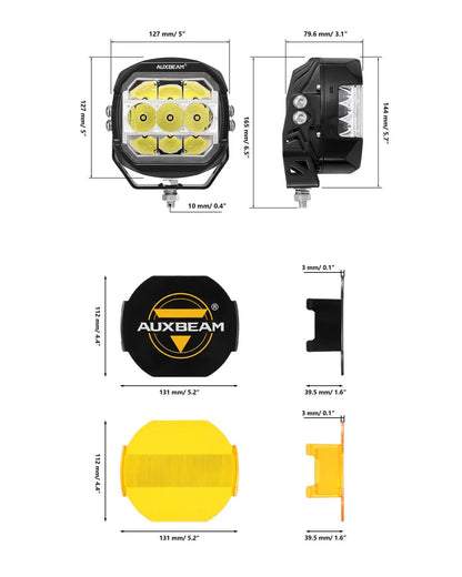 XP-ULTRA Series 5 Inch 174W LED Side PODS LIGHTS WHITE&AMBER-كشاف
