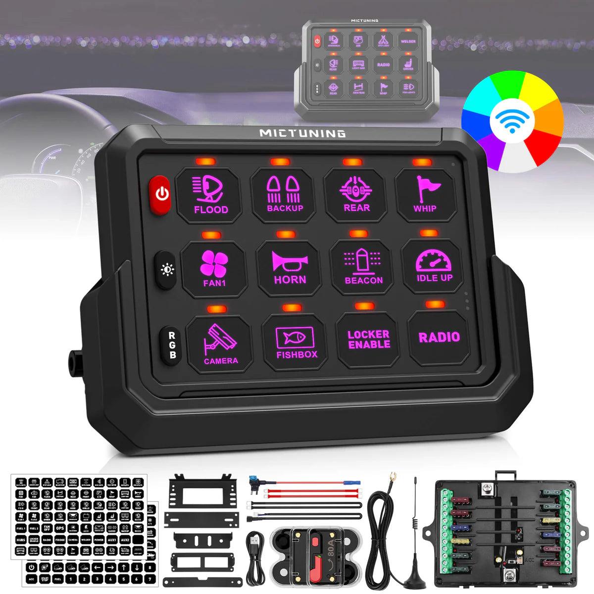 لاسلكي /١٢ دقمةWireless Cordless 12 Gang RGB Switch Panel P1s-AC, Adjustable RGB Colors Brightness, Multifunction Switch