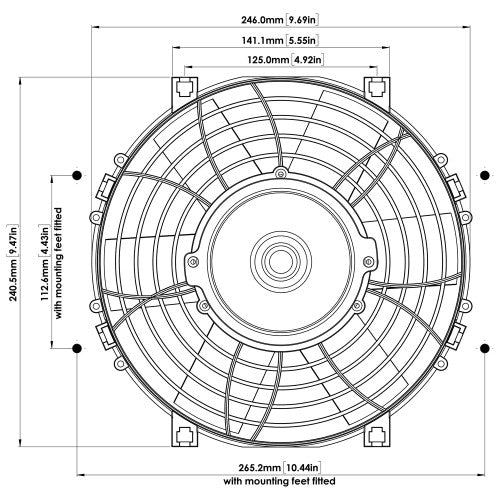 12" HIGH POWER THERMATIC® ELECTRIC FAN (12V) (#0155)-مروحة سيارة THERMATIC ®  (١٢ فولت)