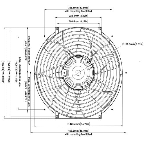 14" HIGH POWER THERMATIC® ELECTRIC FAN (12V) (#0107)-مروحة سيارة THERMATIC®  ( ١٢ فولت)