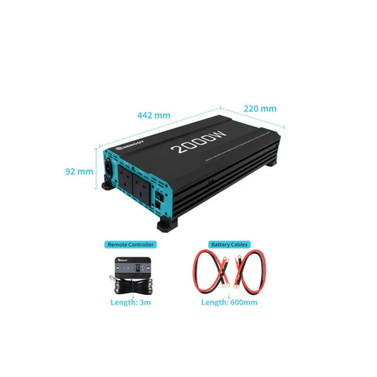 2000W 12V Pure Sine Wave Inverter With English Standard Socket (with UPS Function) محول طاقة (انفيرتر)