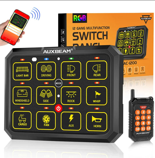 لوح حكم 12 دقمة تحكم بلوتوث و ريموت-AC-1200 RGB SWITCH PANEL WITH APP&REMOTE CONTROL, TOGGLE/ MOMENTARY/ PULSED MODE SUPPORTED(ONE-SIDED OUTLET)