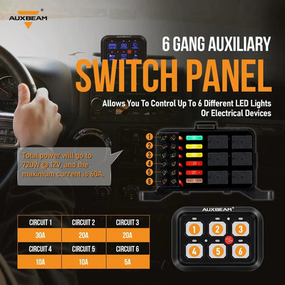 لوح مفاتيح - Single Series 6 Gang (BC60) LED Switch Panel, Off Road Light Controller (Blue)