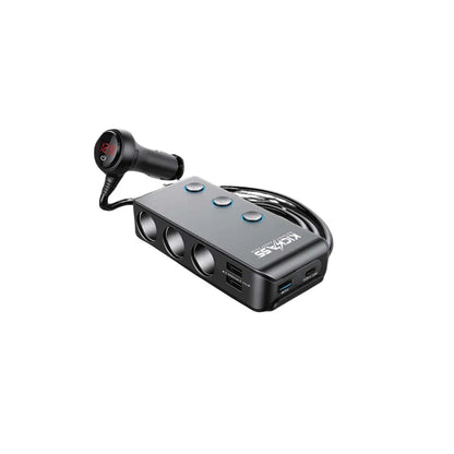 KickAss 3 Way Cigarette Socket Splitter with USB Ports