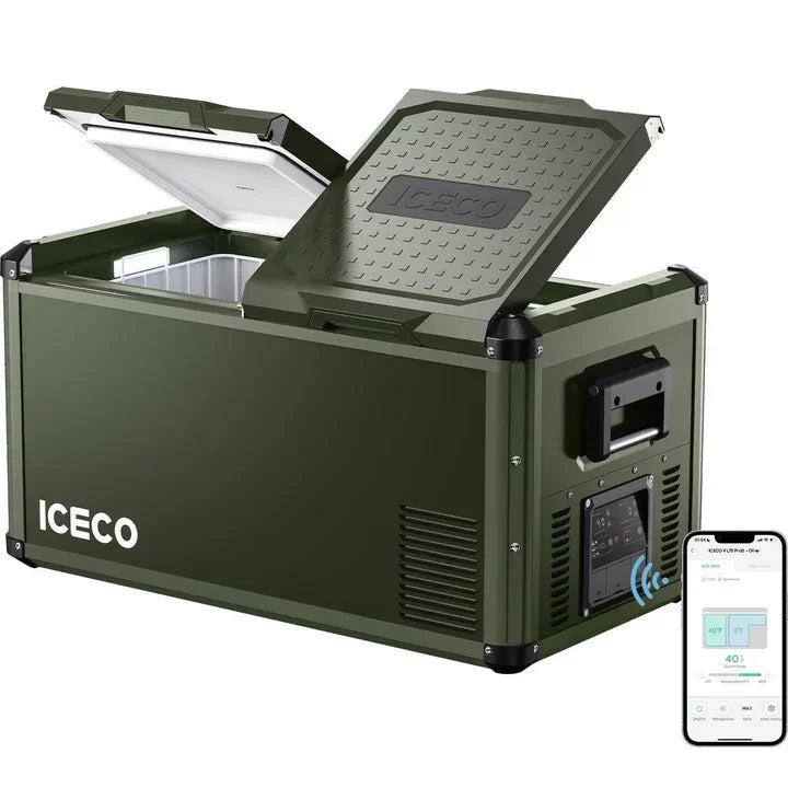 79.2QT VL75ProD Olive 12V Heavy Duty Metal Fridge Freezer| ICECO ثلاجة-كرتون مفتوح -Open Box عرض