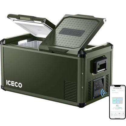 79.2QT VL75ProD Olive 12V Heavy Duty Metal Fridge Freezer| ICECO ثلاجة-كرتون مفتوح -Open Box عرض