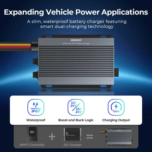 RENOGY 12V/24V IP67 50A DC-DC Battery Charger with MPPT شاحن بطارية