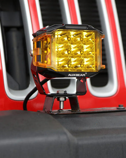 ليت 5 انش V-MAX Series | 5 Inch 168W 16440LM Spot Beam Side Shooter LED Square Pod Lights with Amber DRL