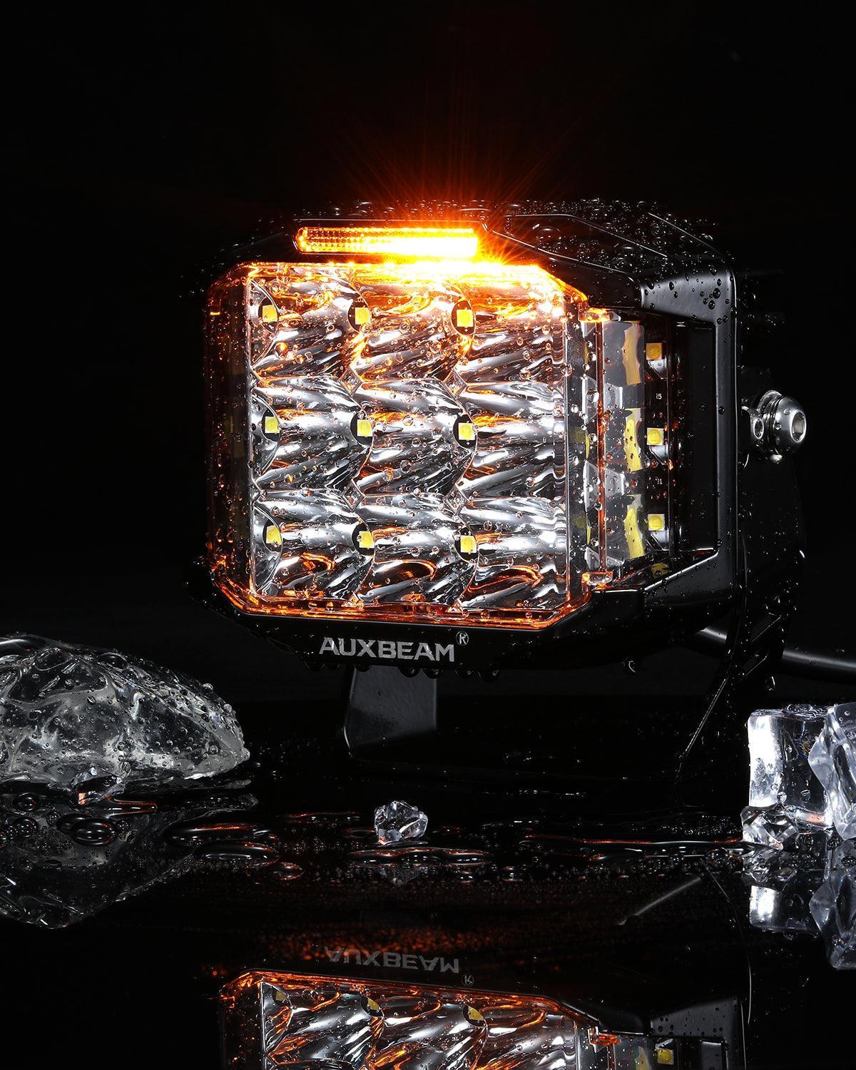 ليت 5 انش V-MAX Series | 5 Inch 168W 16440LM Spot Beam Side Shooter LED Square Pod Lights with Amber DRL
