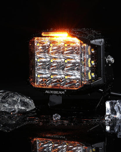 ليت 5 انش V-MAX Series | 5 Inch 168W 16440LM Spot Beam Side Shooter LED Square Pod Lights with Amber DRL