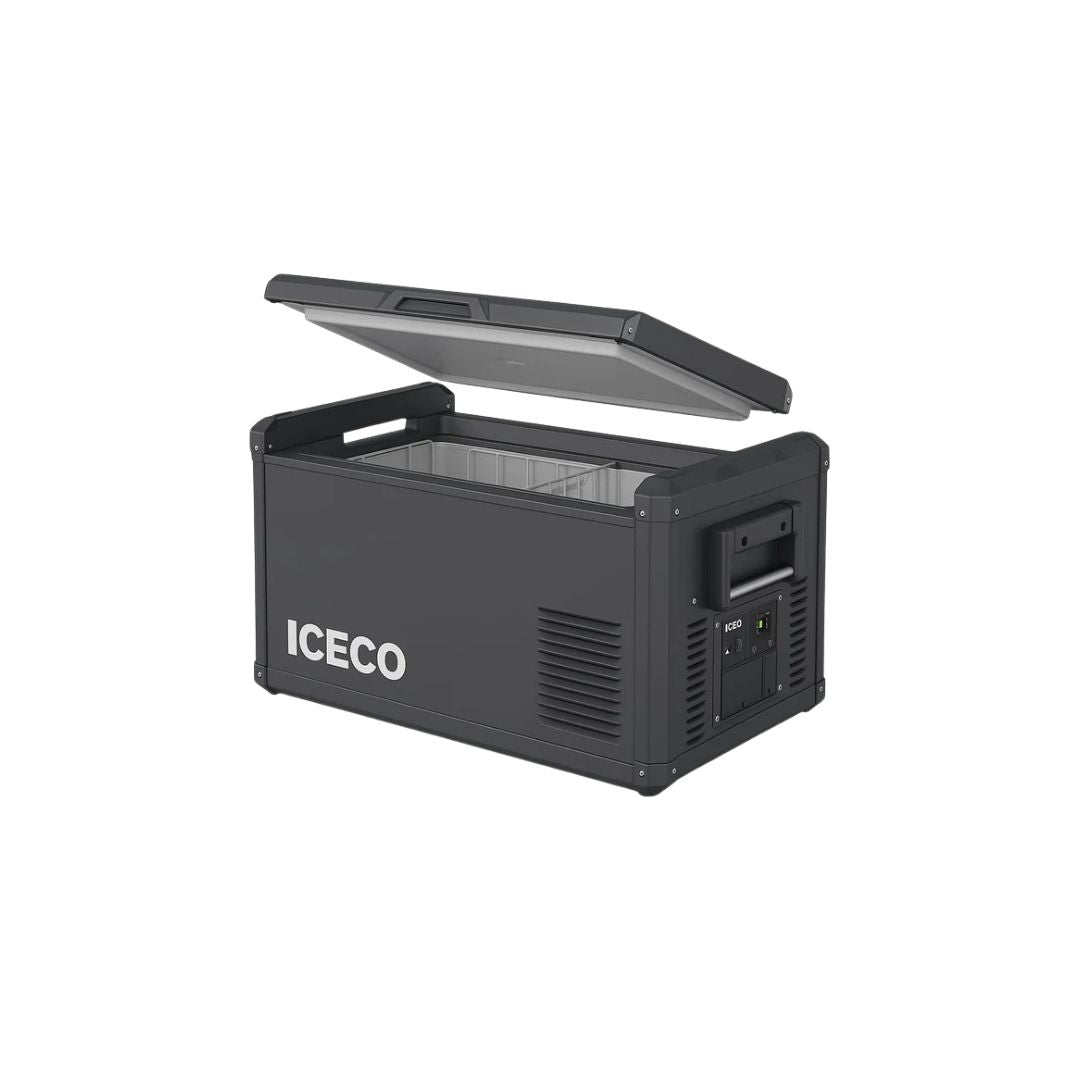 ICECO VL35ProS 12v refrigerator, 37Qt/35L Portable Freezer Powered by SECOP, Reversible&Removable Lid, 12/24V DC & 110-240V AC, 0°F to 50°F, 12v Freezer RV Car| With Slide&Battery
