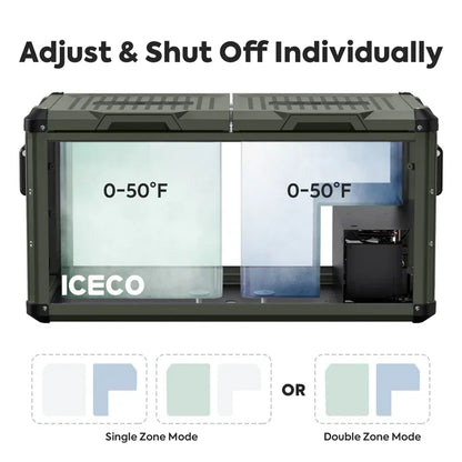 79.2QT VL75ProD Olive 12V Heavy Duty Metal Fridge Freezer| ICECO ثلاجة-كرتون مفتوح -Open Box عرض