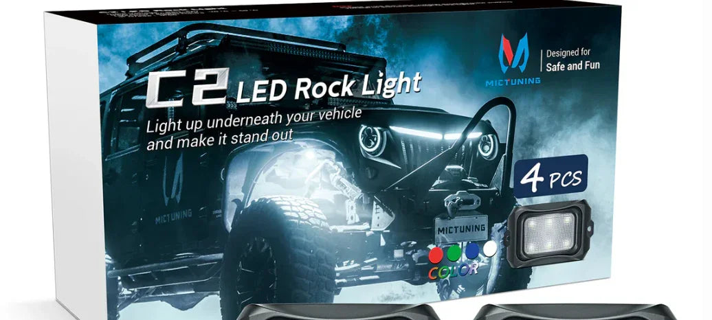 C2 Curved LED Rock Light Pure Sigle Color 4 Pods, White
