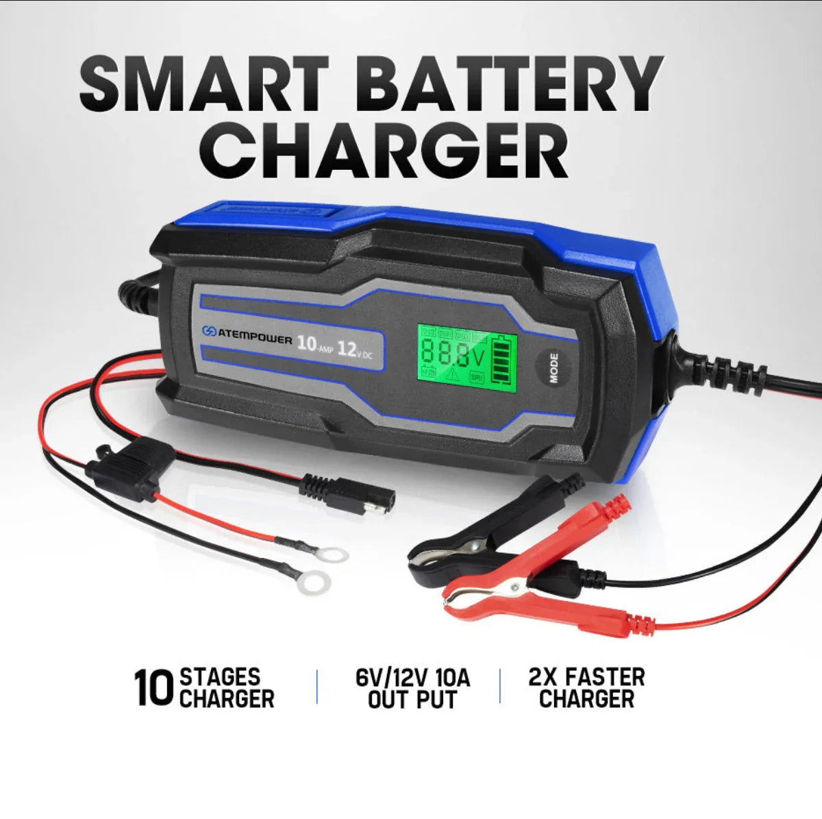 10A 6V/12V Smart Battery Charger Trickle Automatic AGM GEL