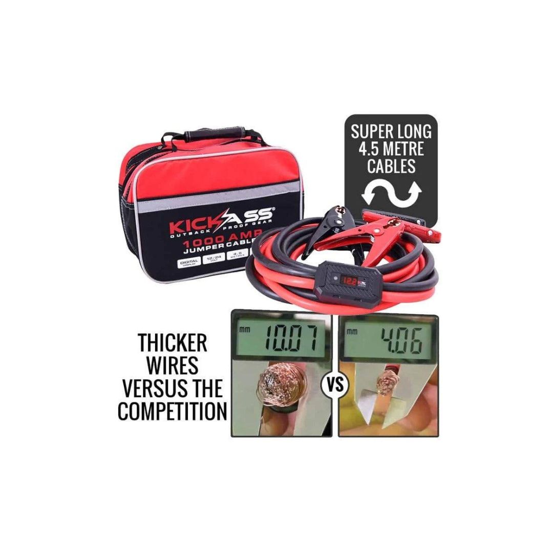 KickAss Jumper Cables - 1000 Amp - 4.5M - 2 AWG - Surge Protected