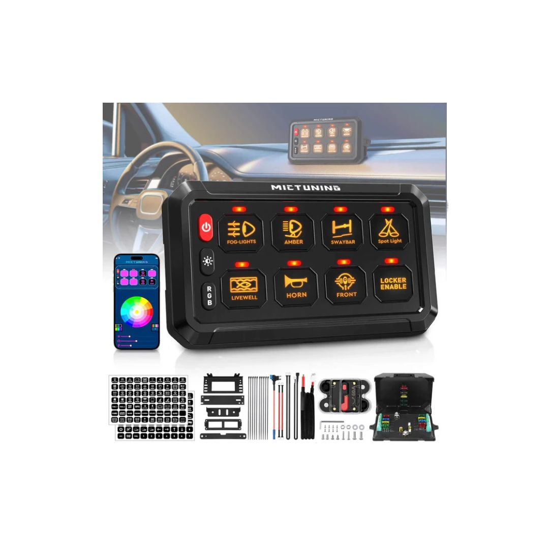 Bluetooth بلوتوث /٨ دقمة 8 Gang 5" RGB Switch Panel P1s, High Power 5-Level Brightness, Multifunction Touch Toggle Switch