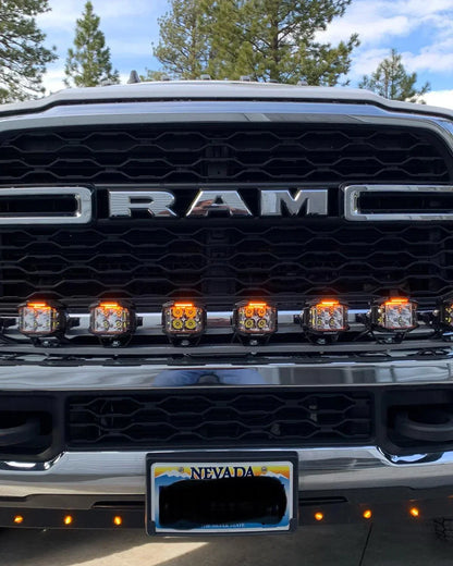 ليت 4 انش V-MAX Series | 4 Inch 92W 8960LM Spot Beam Side Shooter LED Square Pod Lights with Amber DRL