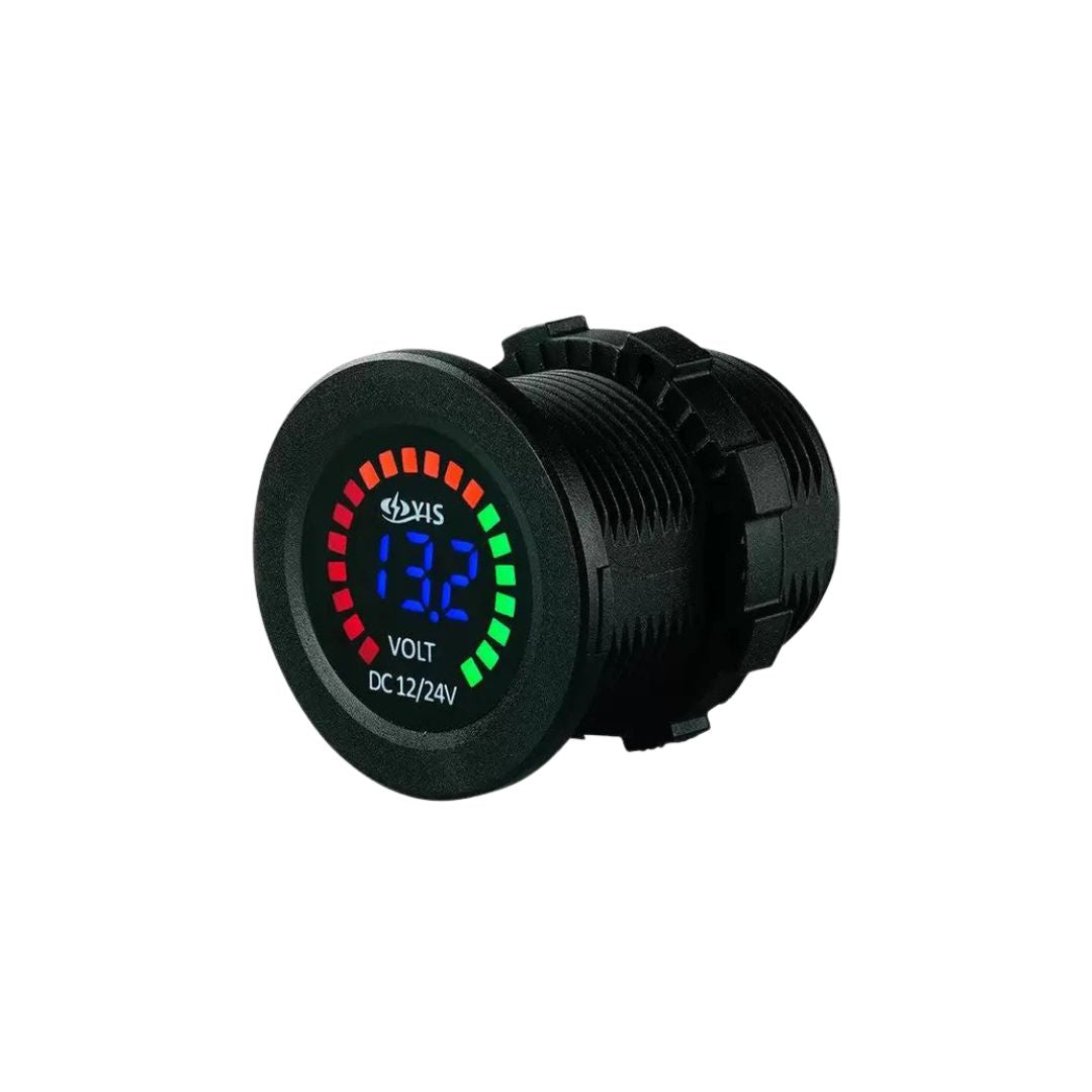 DC 12V / 24V Waterproof Voltage Meter With Round Battery Level Display