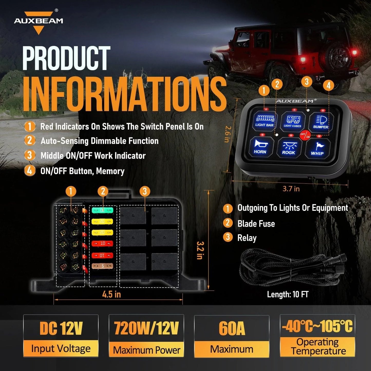 لوح مفاتيح - Single Series 6 Gang (BC60) LED Switch Panel, Off Road Light Controller (Blue)