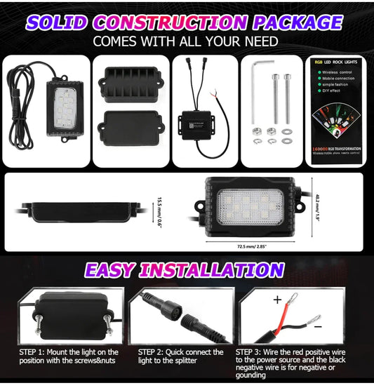 UPGREDED VERSION -RGB rock light with App control 4 PC