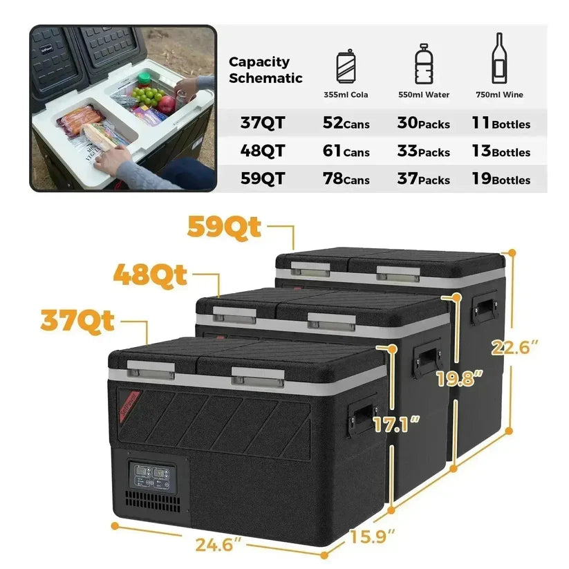ثلاجة ومجمدة السيارات الكهربائية ست باور DT55 بمزلاق بطارية (12 فولت) | Setpower DT55 Car