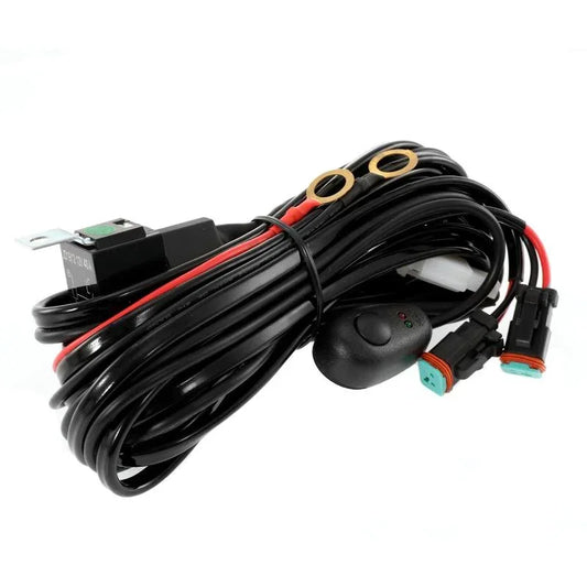 ظفيرة(2 LEADS 16AWG) DT CONNECTOR LED LIGHT BAR WIRING HARNESS KIT WITH FUSE 12V 40A RELAY ON/OFF SWITCH