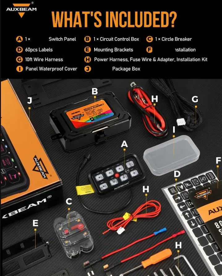 بلوتوث سويتش بانال AR Series 8/6 Gang LED Switch Panel,Off Road Light Controller