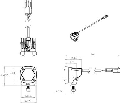 كشاف-S1 Black LED Auxiliary Light Pod Pair - Universal