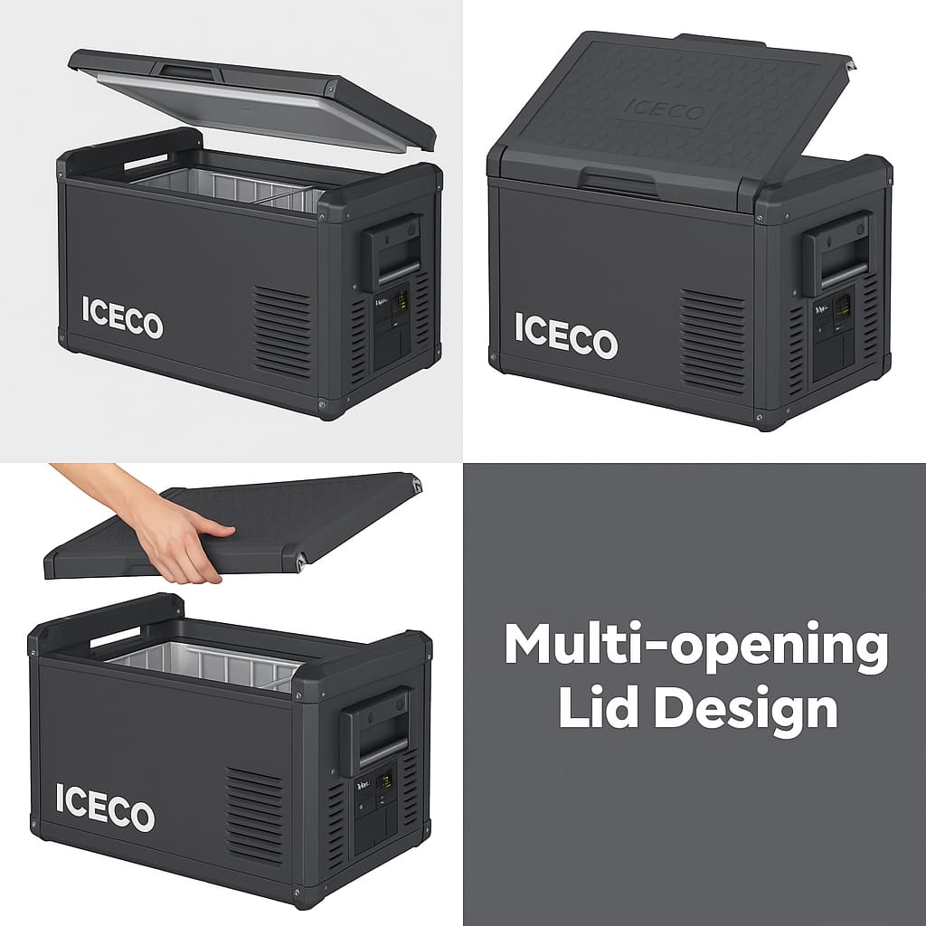 ICECO VL35ProS 12v refrigerator, 37Qt/35L Portable Freezer Powered by SECOP, Reversible&Removable Lid, 12/24V DC & 110-240V AC, 0°F to 50°F, 12v Freezer RV Car| With Slide&Battery
